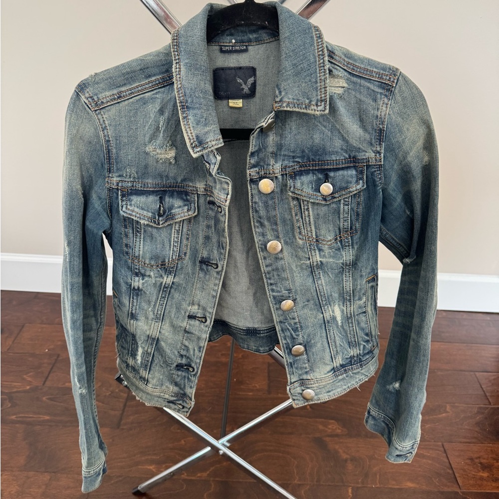 Denim Jacket with Distressed Details